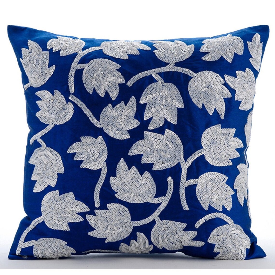 Art Silk Royal Blue Toss Throw Pillow 16x16 Etsy