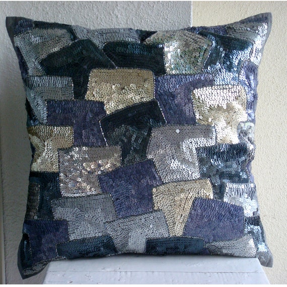 Decorative Throw Pillow Covers 20x20 Gray Silver Silk Etsy