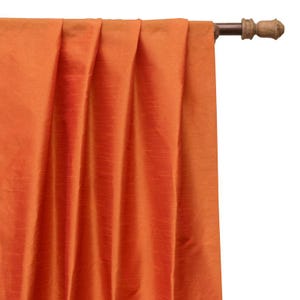 Orange Art Silk Curtain Panels, Faux Silk Curtains (Rod Pocket, Grommet, Box Pleat, Three Pinch Pleat, Tab Top And Plain Ring Top)