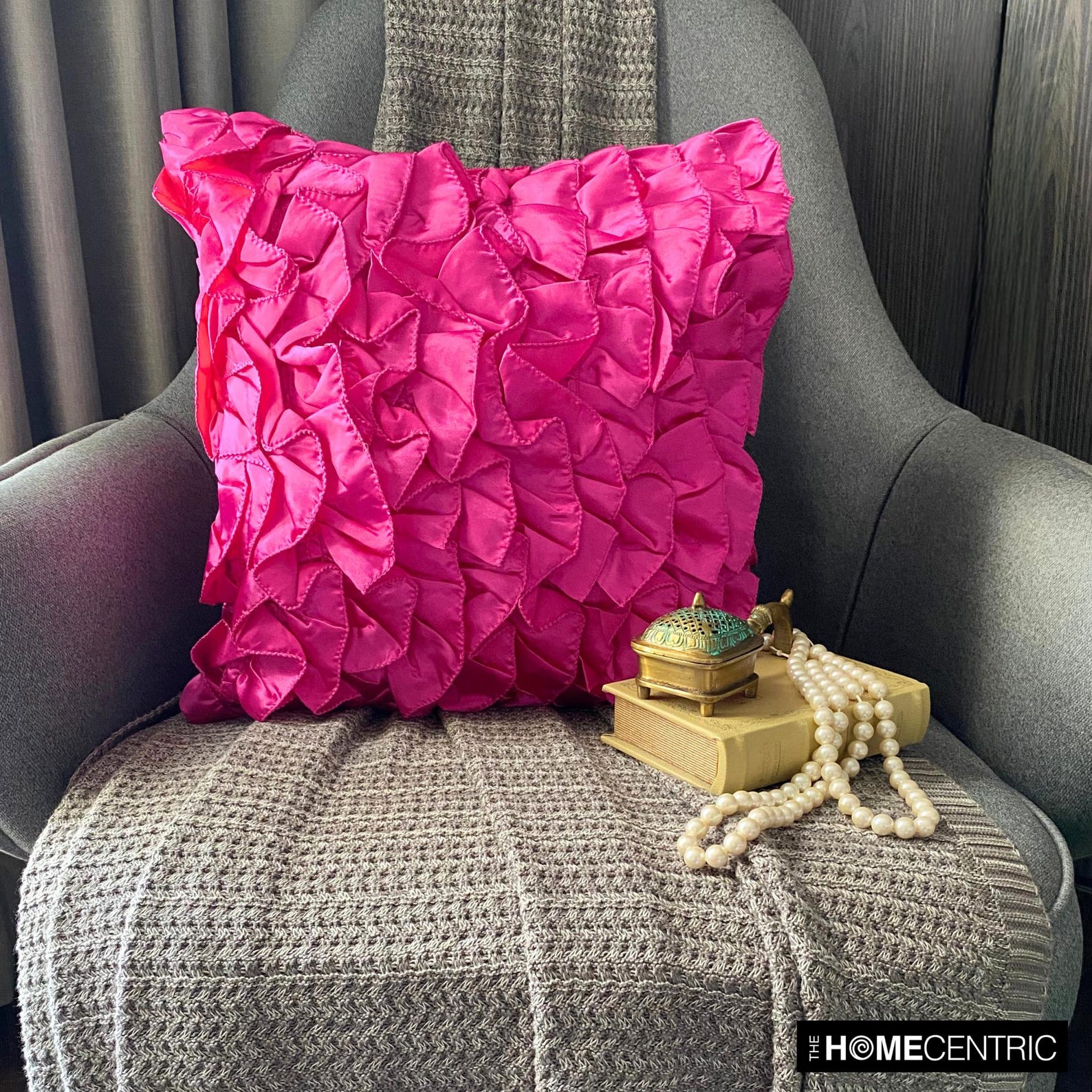 Satin Fuchsia Pink Sofa Cushion Cover 16"x16", Designer Throw Pillow ...