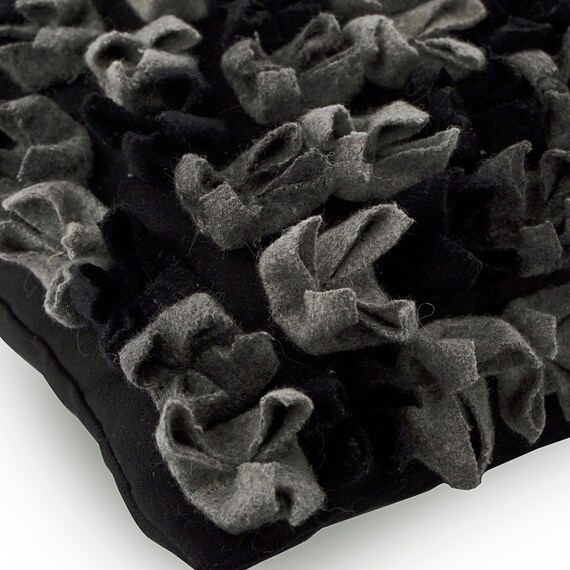 European Pillowcase Black Designer 24x24 26x26 Felt Toss Pillow Cover Origami Fabric Textured Toss Cushion Midnight Punch Etsy UK