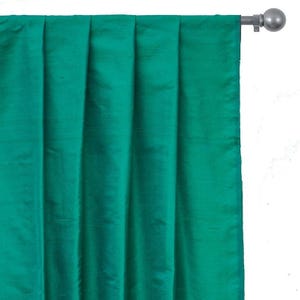 Emerald Green Silk Dupioni Curtain Panels (Rod Pocket, Grommet, Box Pleat, Three Pinch Pleat, Tab Top and Plain Ring Top)