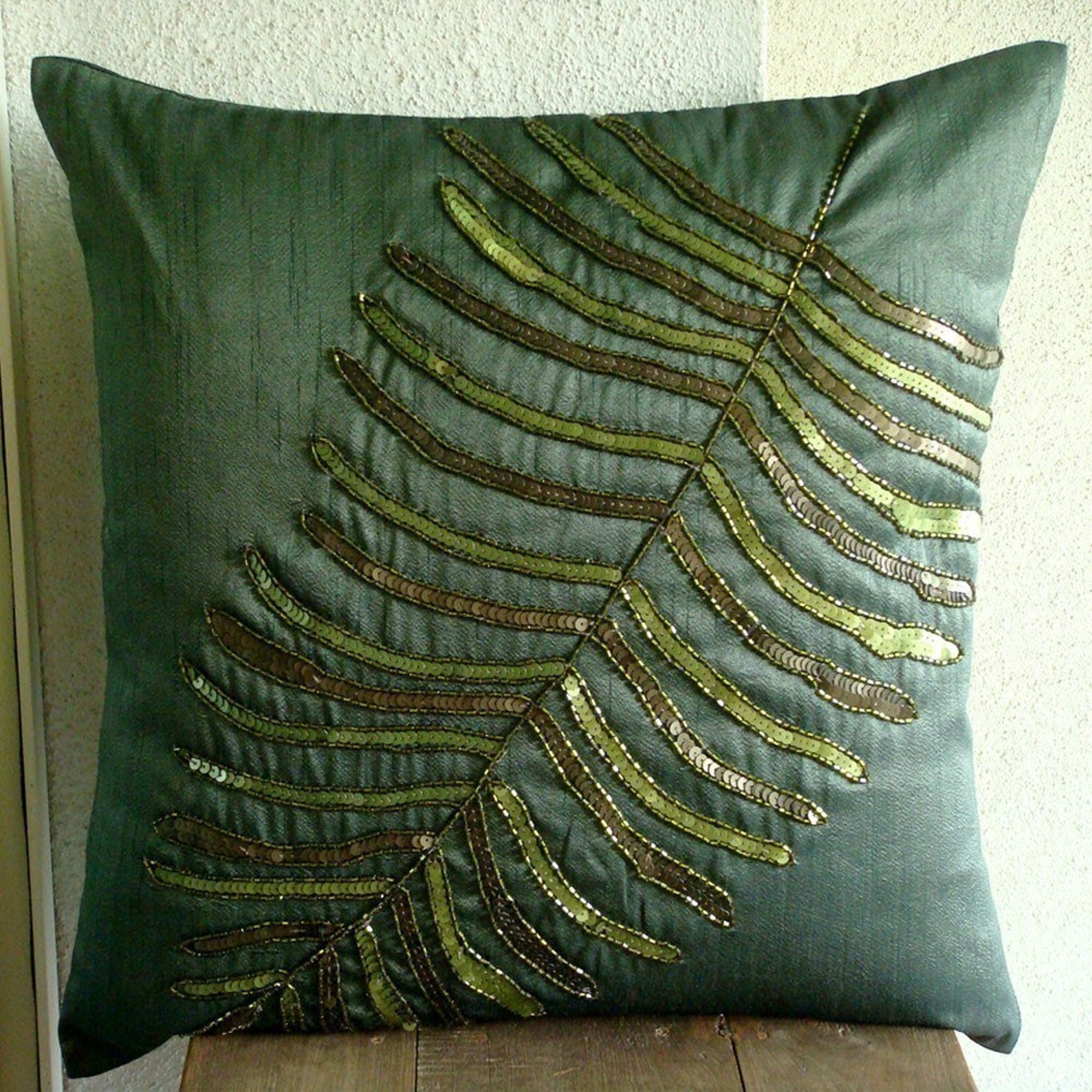 Designer 18x18 Dark Green Pillow Case Art Silk Etsy