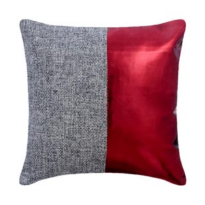 16"x16" Dekoracyjna metaliczna czerwona poszewka na poduszkę na kanapę, poszewka ze sztucznej skóry, poduszka na kanapę w stylu vintage, patchwork, współczesny styl - czerwone światło