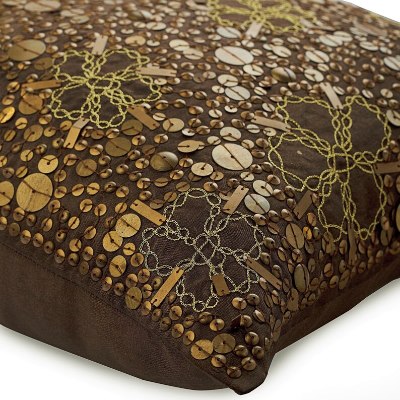 16x16 Luxury Brown Sofa Pillow Cover Art Silk Etsy