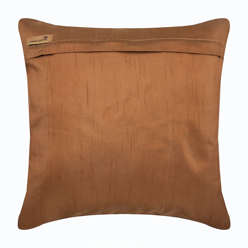 Decorative Pintucks, Textured Pillow Cover 16x16, Art Silk Toss Pillow Cover Gold Brown Toss Cushion Striped Gold Brown Bricks image 3