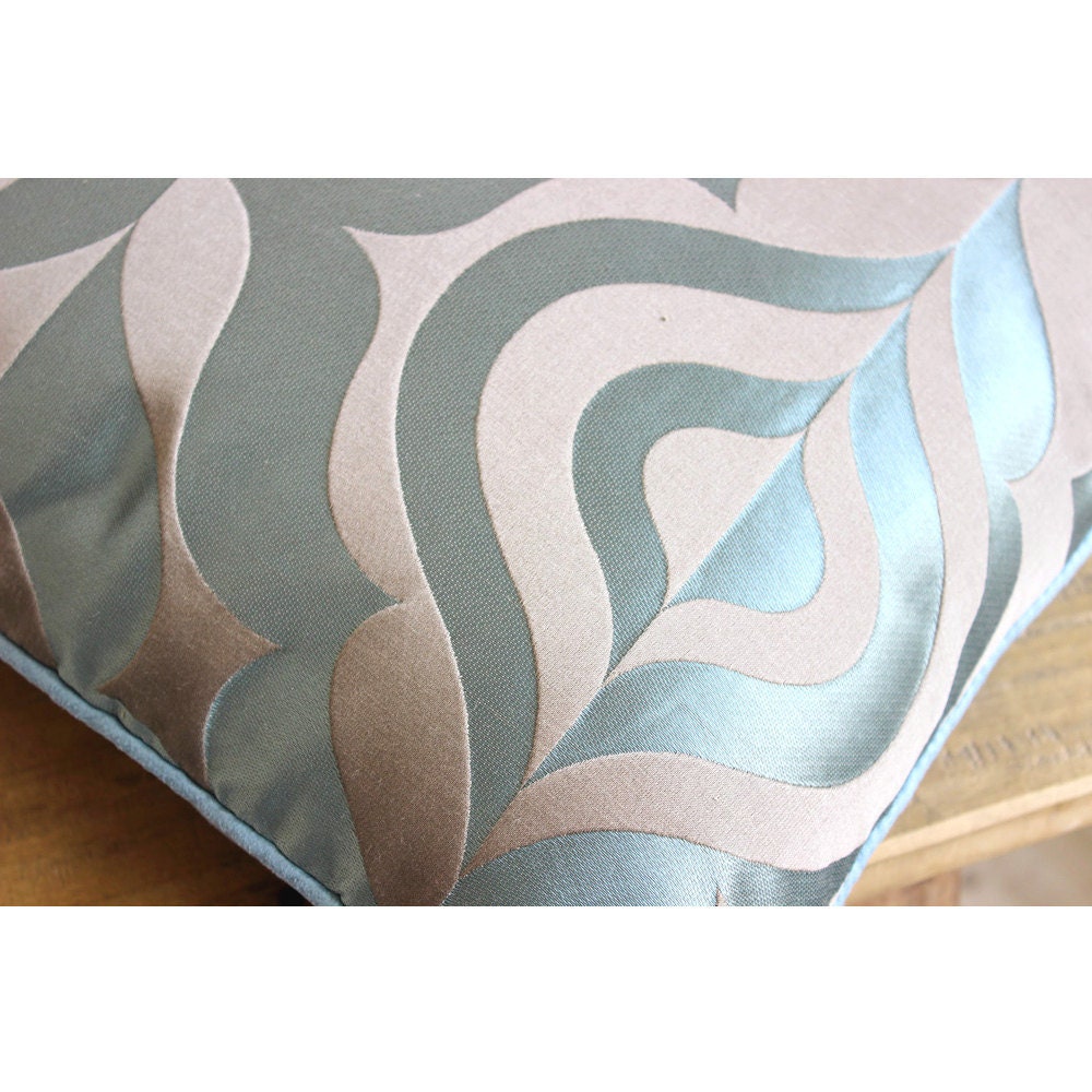 16x16 Decorative Teal Blue Pillow Case Jacquard Etsy