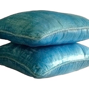 European Sham Cover Aqua Blue Decorative 24&quot;x24&quot;/26&quot;x26&quot;, Velvet Bed Cushion Euro Sham Solid Color Contemporary - Aqua Shimmer