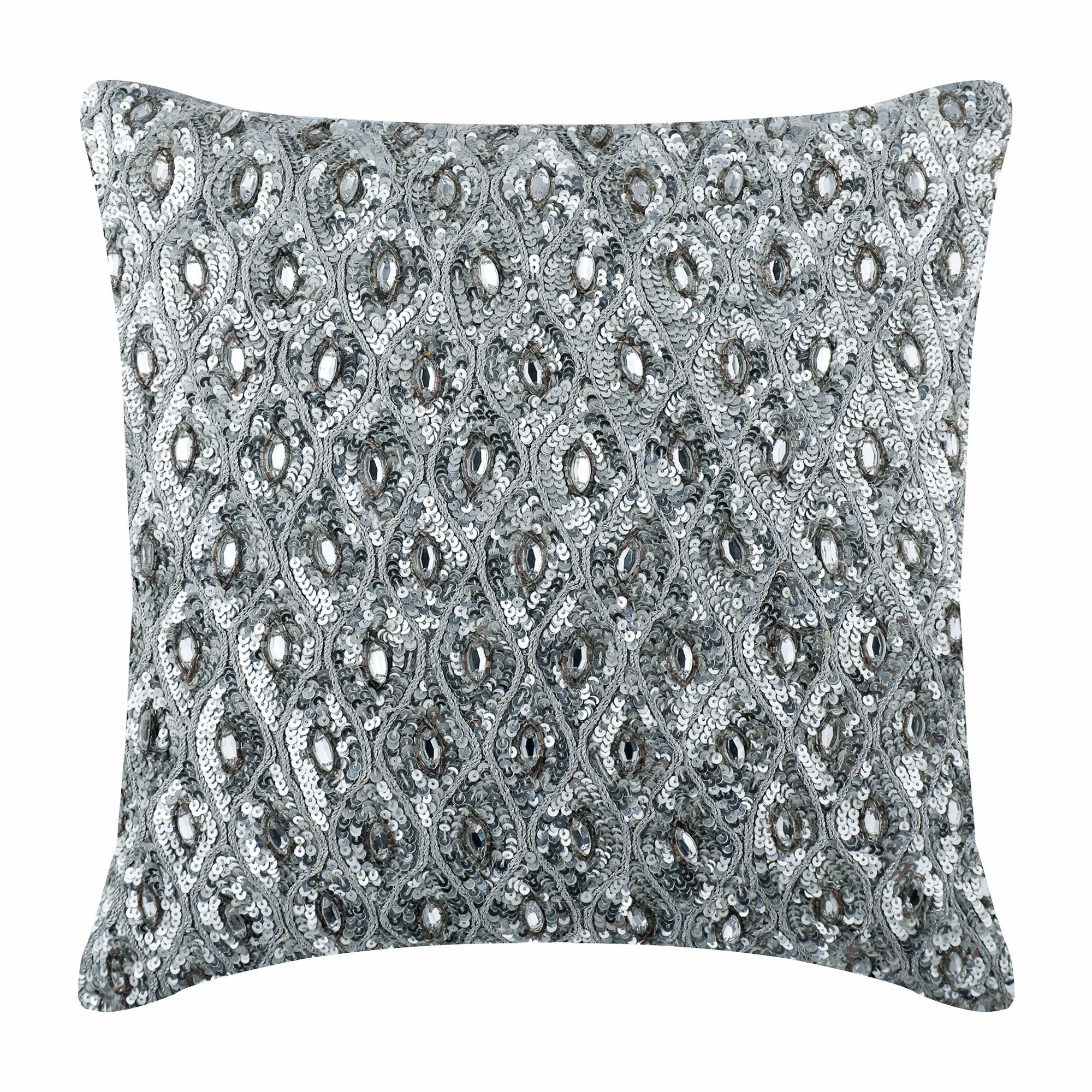 silver beaded pillow