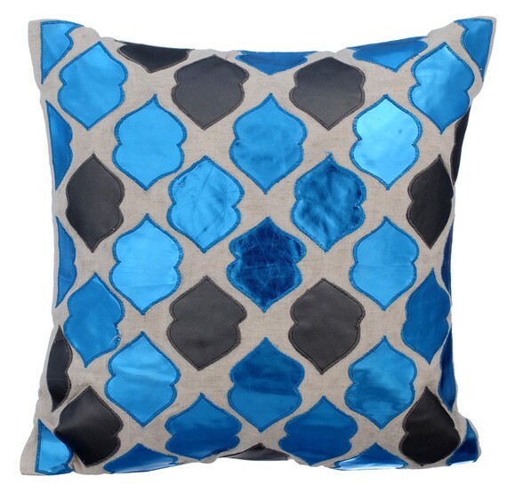 Decorative Metallic Blue Euro Pillow Sham 24x24 / Etsy