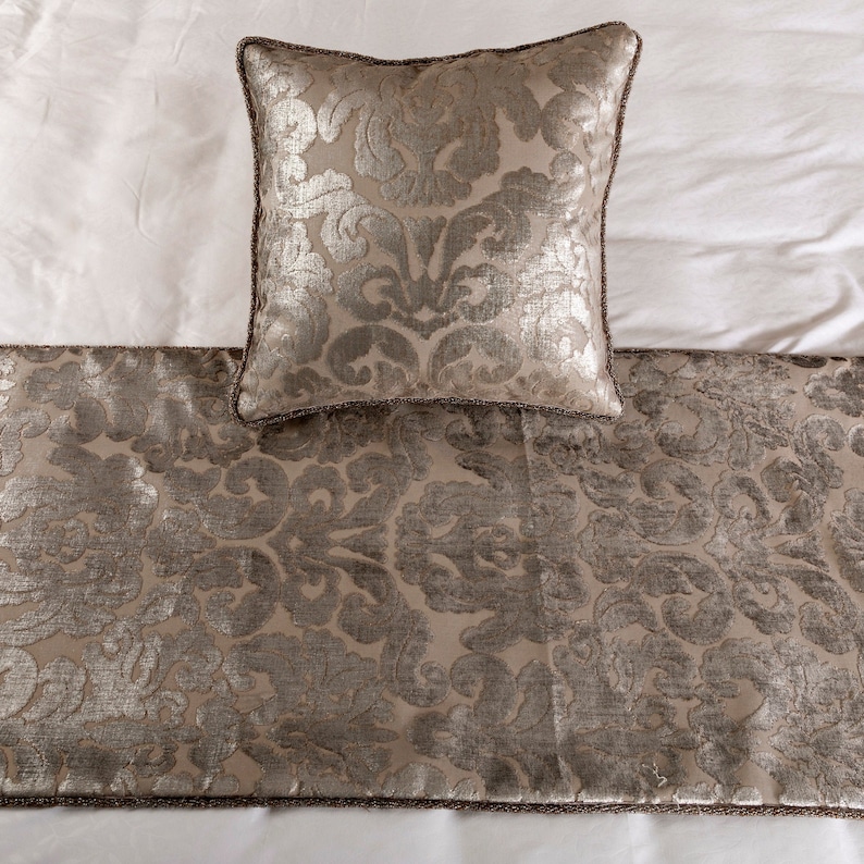 King / Queen / Twin Silver Bed Runner With Decorative Throw Etsy