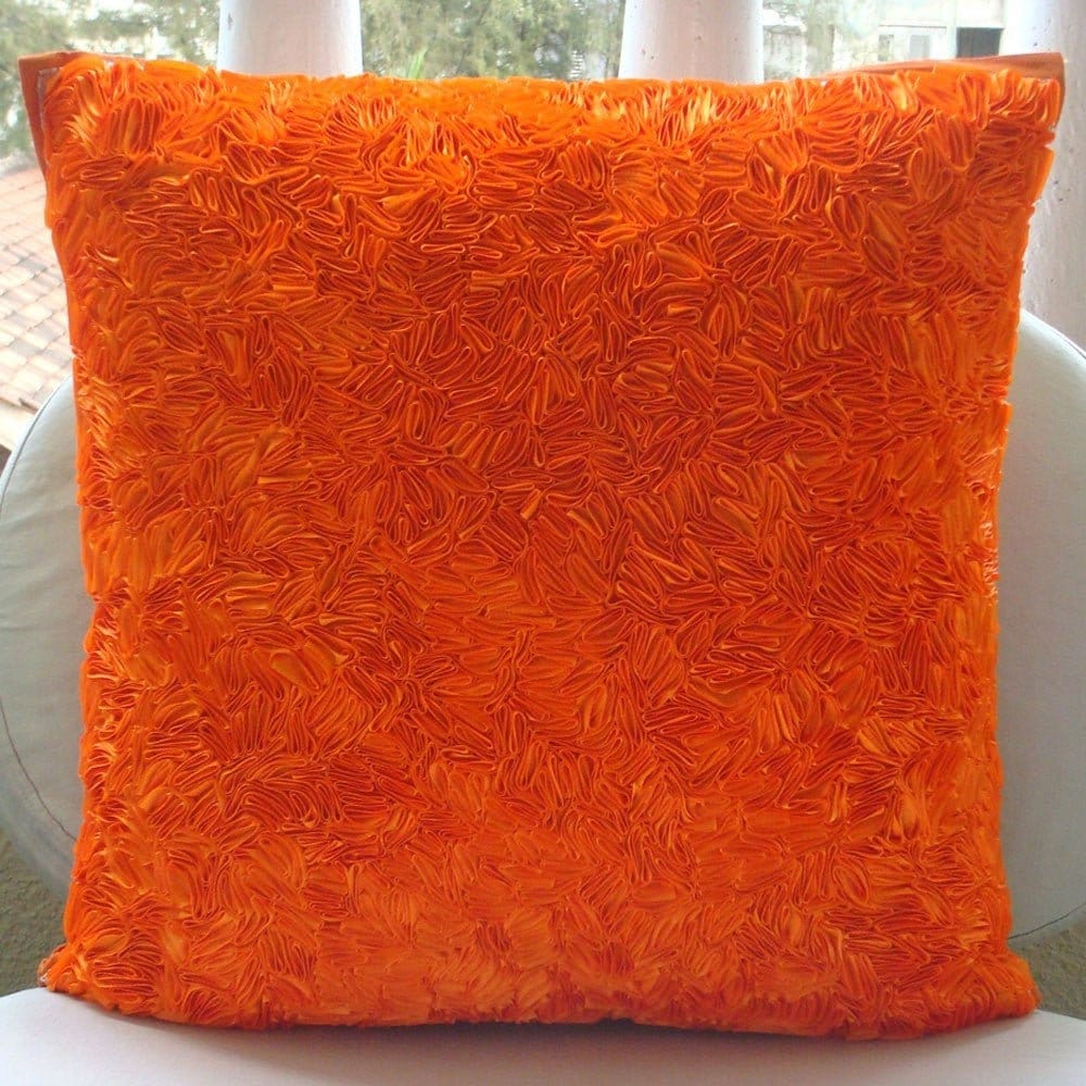 Decorative Orange Euro Pillow Cover Etsy