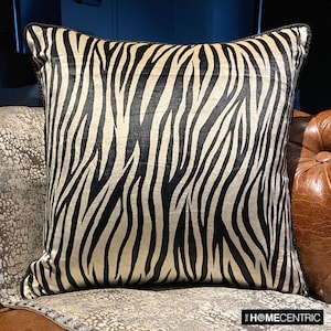 Handmade Black N White Euro Size Euro Sham 24"x24"/26"x26", Velvet European Sham Zebra Stripes European Pillow Animal - Zebra Crossing