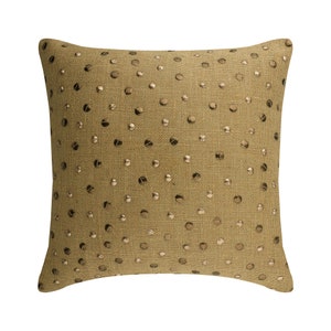 16&quot;x 16&quot; Decorative Burlap Lurex Pillow Cover, Beige Throw Pillow For Sofa with Dull Gold Sequins Cushion Cover Modern Style - Jute Wheels