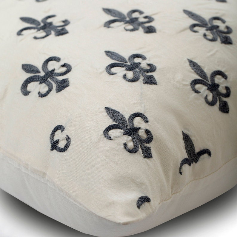 Decorative Fleurs De Lis Beaded Couch Cushion Cover Etsy