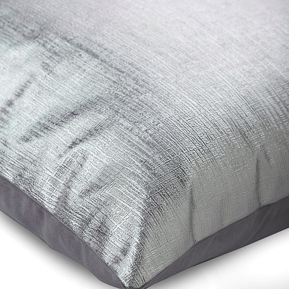 16x16 Designer Silver Pillow for Sofa Faux Leather Sofa Cushion Cover Textured Metallic Toss Pillows Solid Silver Leather Strokes Etsy Canada