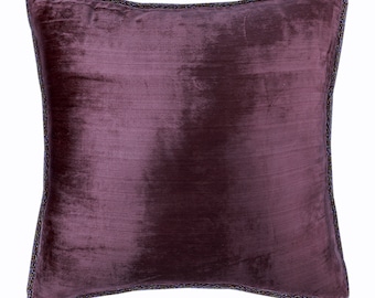 Almofada de veludo roxo ameixa para sofá, 40x40 cm, capa de almofada de luxo personalizada, almofada decorativa personalizada em cor sólida, estilo contemporâneo - brilho ameixa