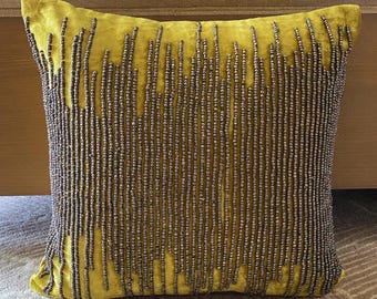 Velvet Chartreuse Green Throw Pillow Cover 16&quot;x16&quot;, Decorative Couch Throw Pillow Case Abstract Pattern Modern Style - Chartreuse Spill