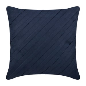 Housse de coussin décorative bleu marine 24 x 24 po./26 x 26 po., faux suède, nervuré, texturé, rayé - Marine contemporaine