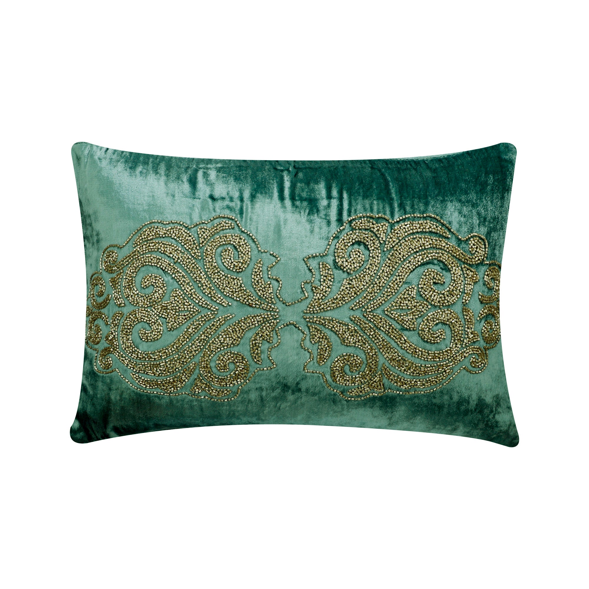 Taie D'Oreiller Lombaire Décorative – 30x50 Cm – Lin/Coton Vert Foncé – Invisible Zipper