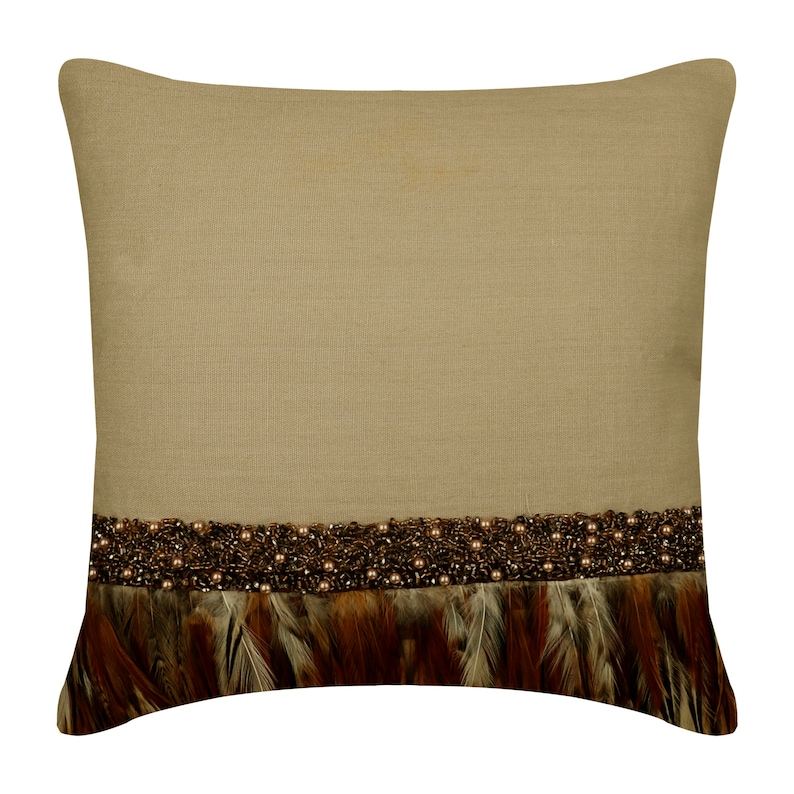 The Feather Collection Pillow Covers, Decorative Throw Pillow Cover, Bird Feather, Bead, Crystal, Velvet, Faux Leather Pillows, Table Runner Falling Feathers