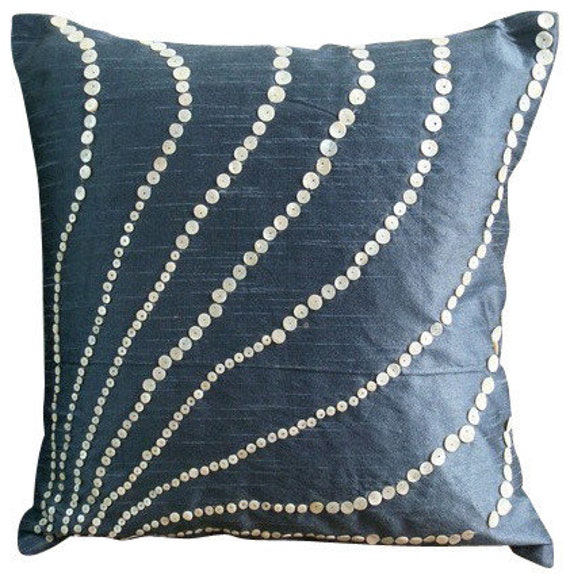 Handmade Slate Blue Pillows Cover 16x16 Silk Etsy