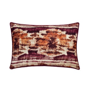 Decorative Oblong / Lumbar Throw Pillow Cover Plum/ Burnt Orange Ikat Cotton Fabric Pillow Bedroom Decor Modern Home Decor - Ikat Rhythm
