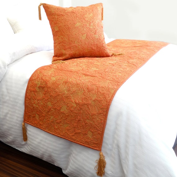 Bed Runner with Decorative Throw Pillow Cover 53 x 18 Inch Etsy