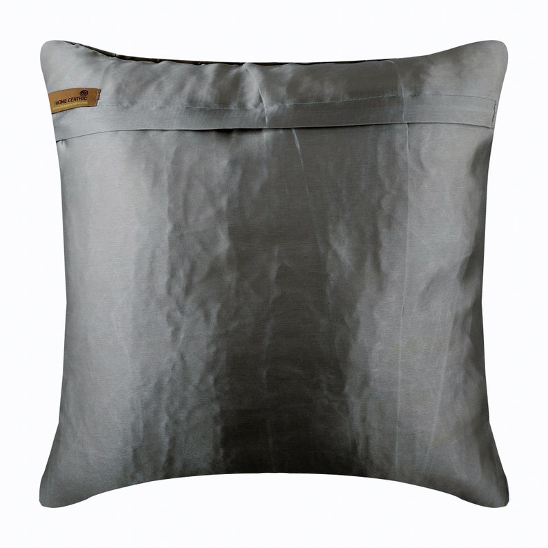 Satin Silver Throw Pillow Cover 16x16, Decorative Couch Pillow Cover Couch Pillow Solid Color Pattern Contemporary Style Vintage Silver image 3