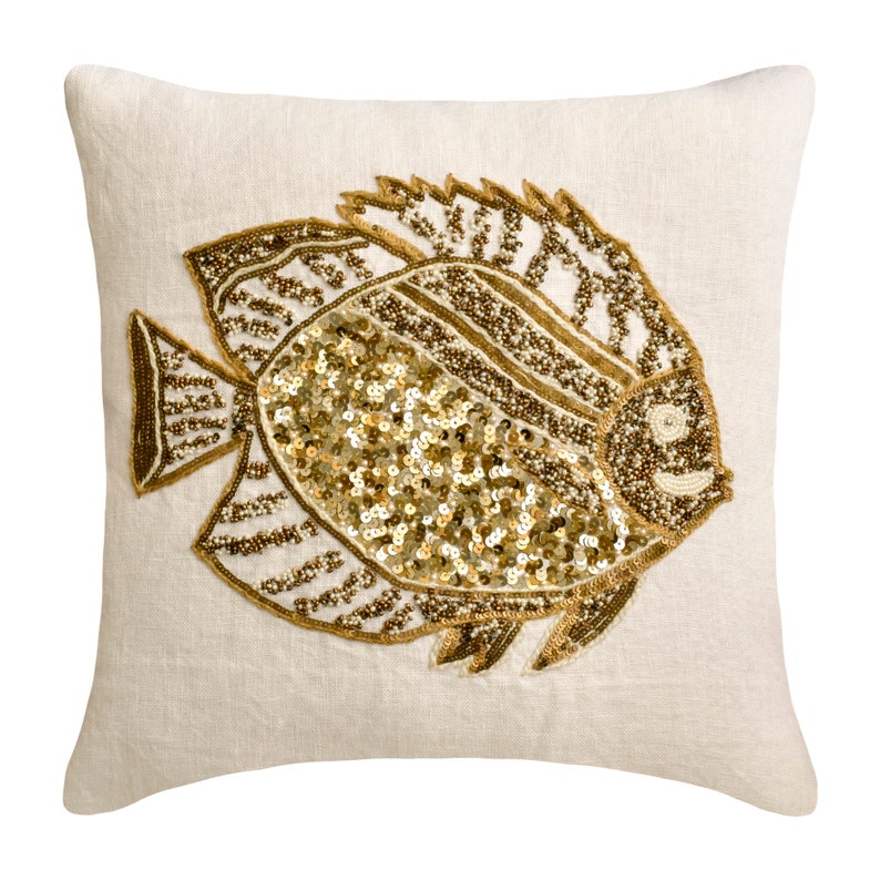 Beach Throw Pillows Gold & Ivory Linen Decorative Throw Etsy