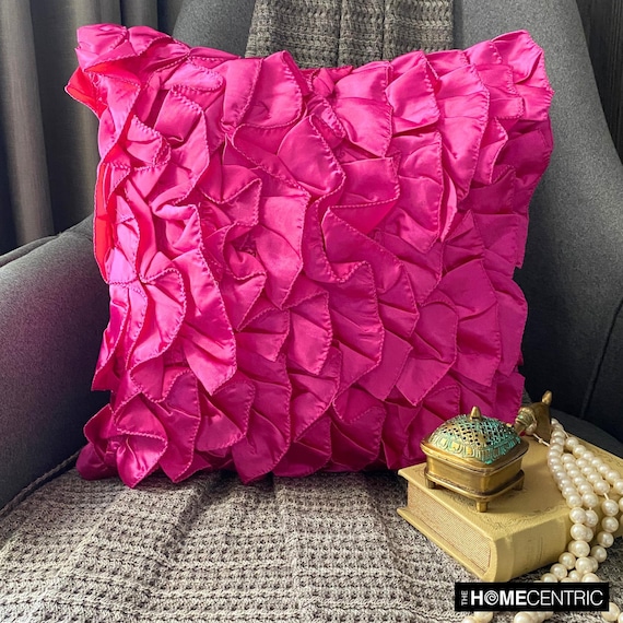 Satin Fuchsia Pink Sofa Cushion Cover 16