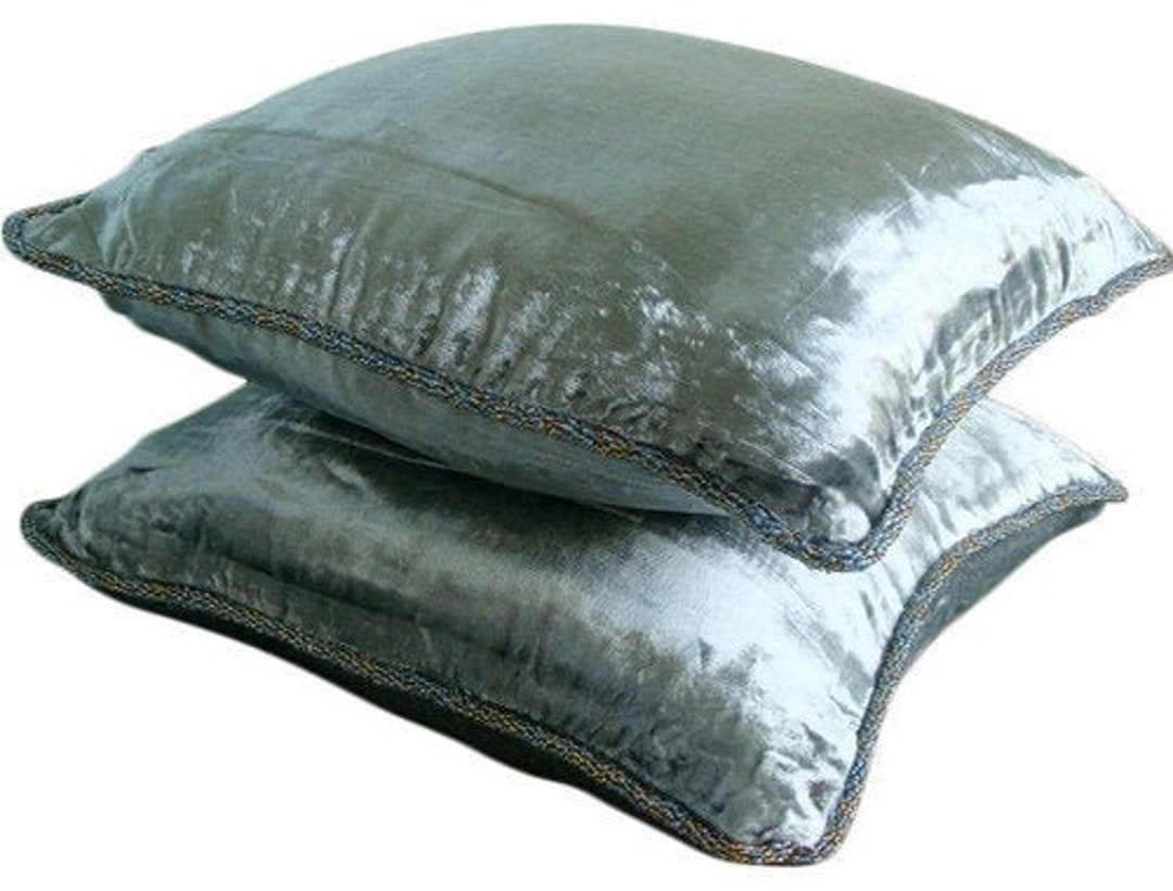 Designer Silver Euro Size Pillow Cover 24x24/26x26, Velvet Euro Sham