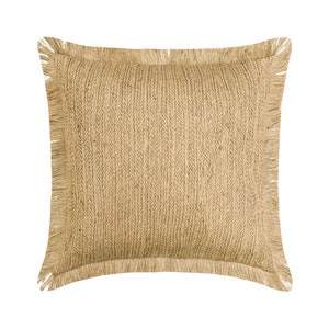 16&quot;x 16&quot; Decorative Jute Pillow Cover, Beige Chevron Pattern Throw Pillow with Jute Lace Cushion Cover Moroccan Contemporary - Jute Appeal