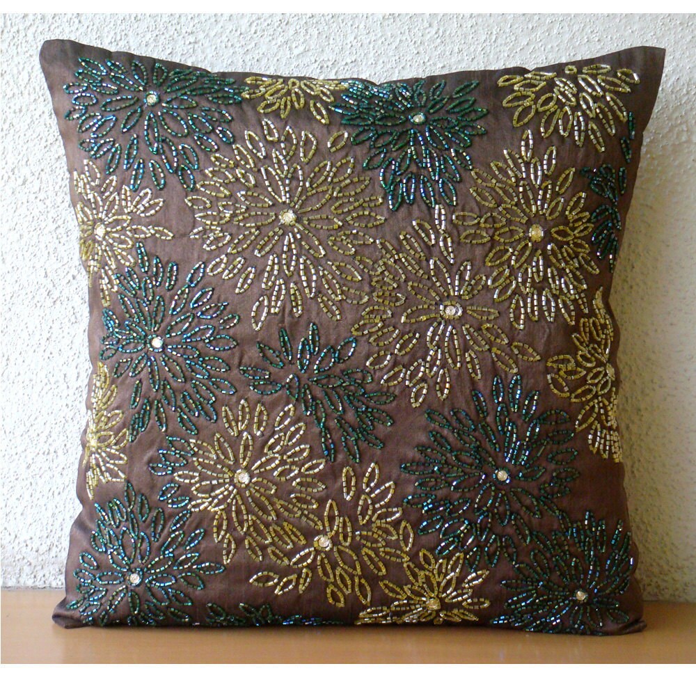 Luxury Brown Pillow Covers 16x16 Silk Pillows Etsy