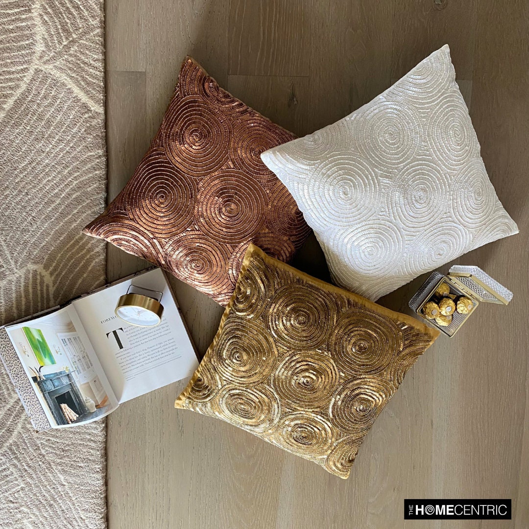Jacquard Stripe Cushion Cover Square 16✘16 Inches - Copper