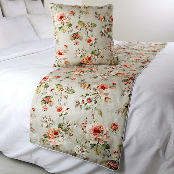 Bed Runner With Decorative Throw Pillow Cover 53 X 18 Inch Etsy