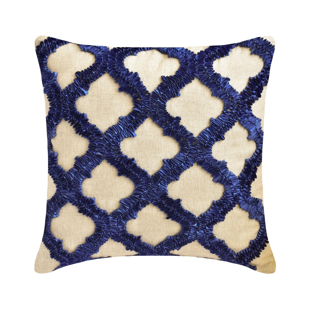 Decorative Throw Pillow Cover 16x16 Beige Linen Sofa Pillow Cover