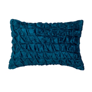Housses de coussin décoratives rectangulaires oblongues/lombaires pour canapé, 30 x 40 cm, taie de coussin texturée en velours bleu sarcelle - Eaux sarcelles