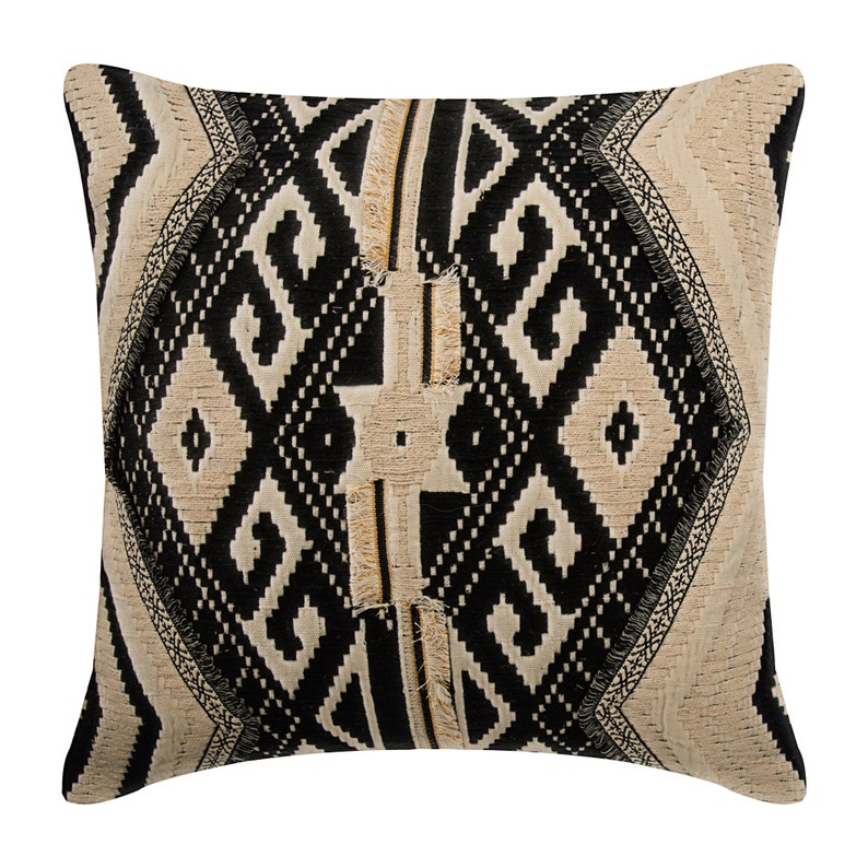 Decorative Black Moroccan Pillow Cover 16x 16 Etsy