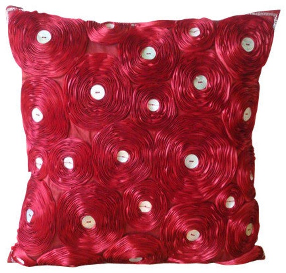 Handmade Red Pillow Cases 16x16 Silk Pillow Etsy