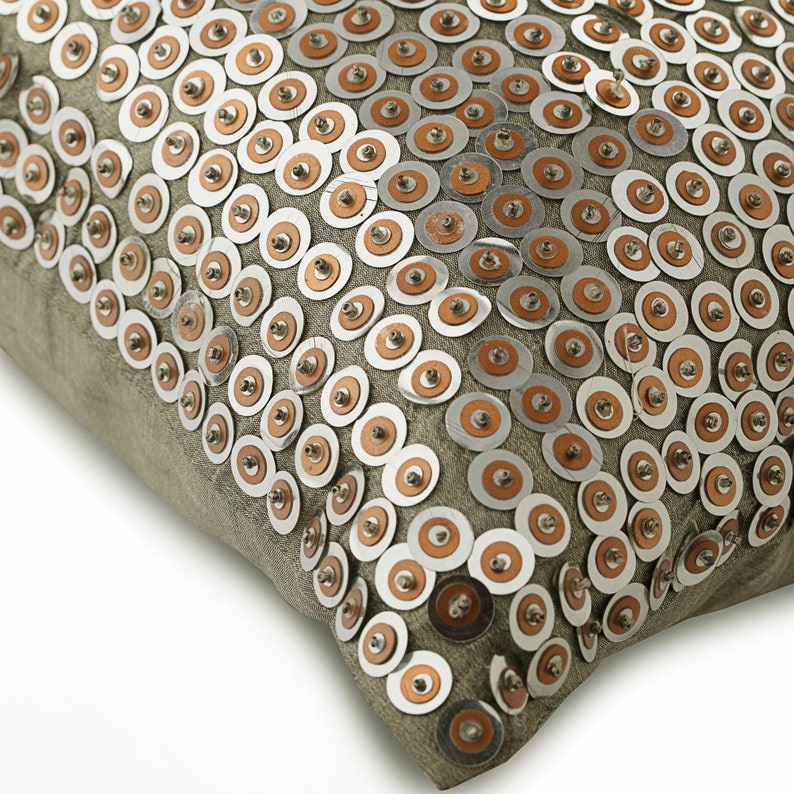 Decorative Silver Euro Sham 24x24/26x26, Art Silk Toss Throw Pillow Euro Sham Circles Dots Pattern Modern Exotic Lounge image 2