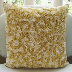 Art Silk Gold Couch Pillow 16x16, Handmade Couch Cushion Pillow Custom Abstract Pattern Modern Style Home Decor Cushion Magnificent Awe image 6