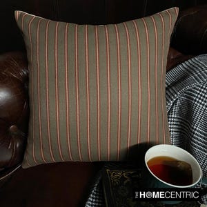 Christmas Stripes Pillow Cover, Cotton Ticking Stripe Upholstery Winter Pillow Case in Green for Living Room Farmhouse Cottage Euro Sham