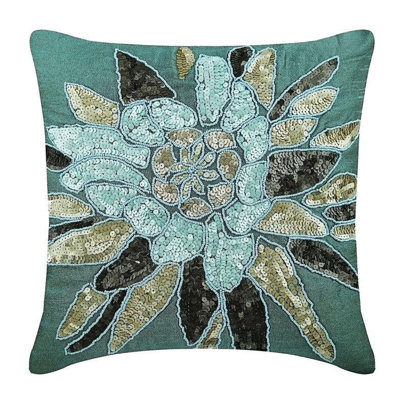 Decorative Teal Blue Throws For Sofa 16x16 Art Etsy