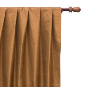 Dark Tan Art Silk Curtain Panels, Faux Silk Curtains (Rod Pocket, Grommet, Box Pleat, Three Pinch Pleat, Tab Top And Plain Ring Top)