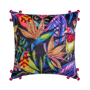 Decorative Throw Pillow Cover 16x16 Inch Parrot Bird and Floral Cushion Cover with Embroidery Bedroom Décor - Radiant Parrots