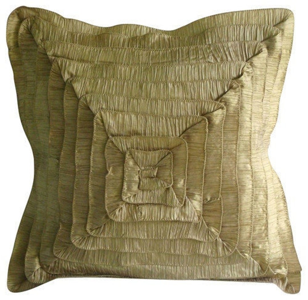 Euro Size Pillow Cover Gold Designer 24x24/26x26, Crushed Silk Couch