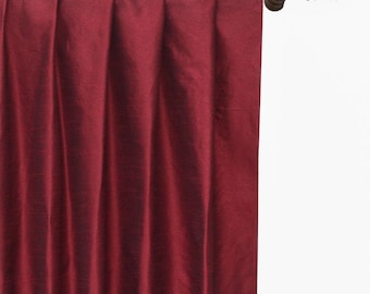 Deep Red Art Silk Curtain Panels, Faux Silk Curtains (Rod Pocket, Grommet, Box Pleat, Three Pinch Pleat, Tab Top And Plain Ring Top)