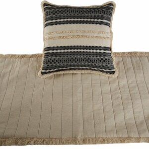 Copriletto beige per letto matrimoniale/king size/singolo con federa decorativa coordinata, in cotone trapuntato con pizzo, stile moderno e contemporaneo - Atmosfera marocchina immagine 8
