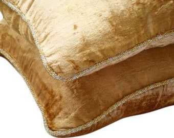 Decorative Gold Euro Sham 24"x24"/26"x26", Velvet Euro Pillow Sham Cushion Pillow Solid Color Pattern Contemporary Home - Gold Shimmer